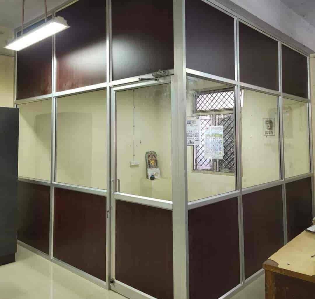 Aluminium and glass office partition with a door