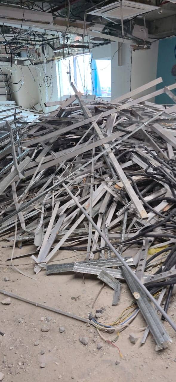 Pile of aluminium sections removed during an office strip-out
